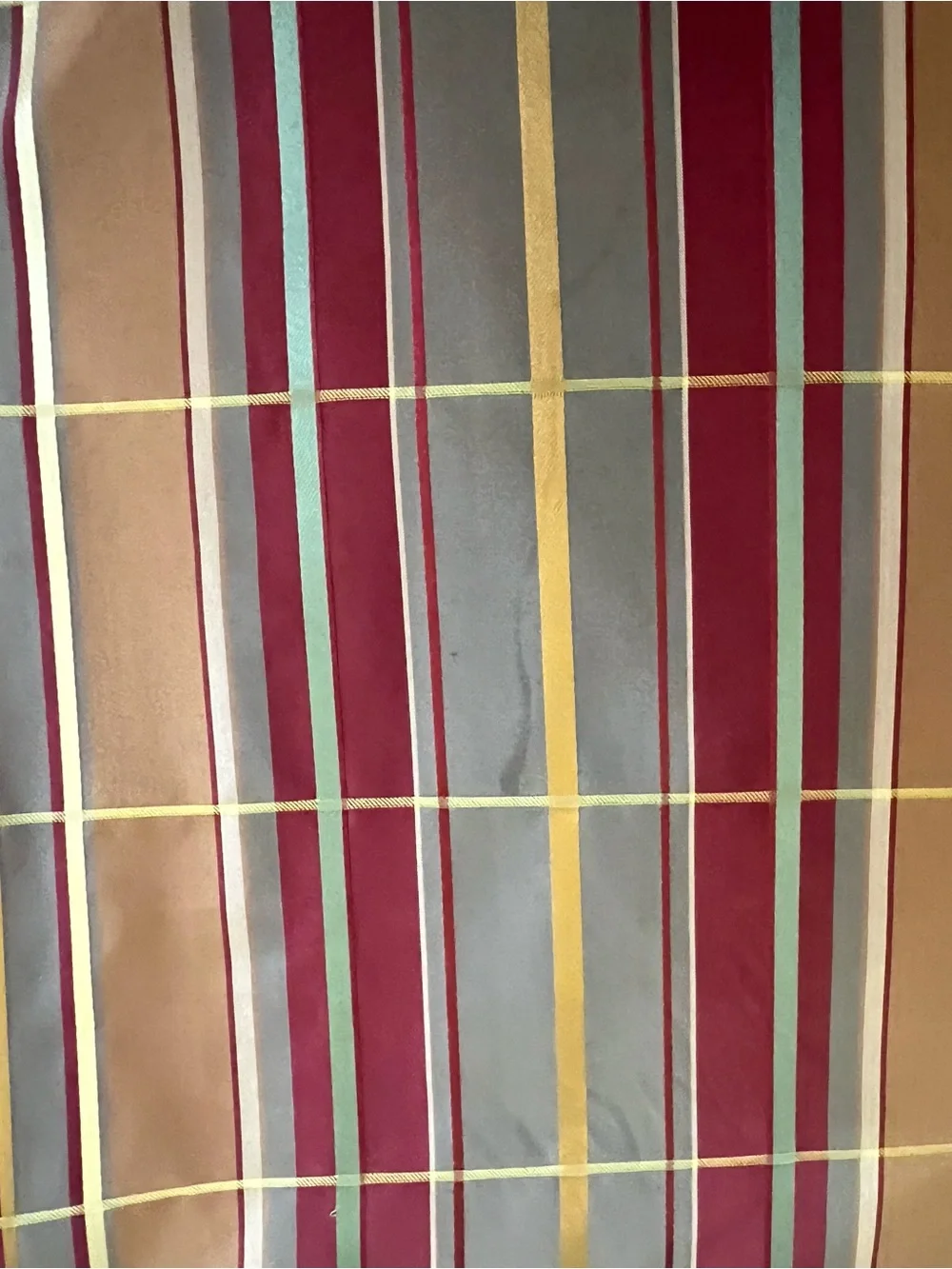 Custom Made 🪟Striped Red and Brown Home Accent Panel with Black Tassel Trim